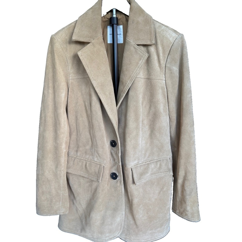 Anthropologie Avec Les Filles Women's Genuine Suede Longline Blazer Camel Size S